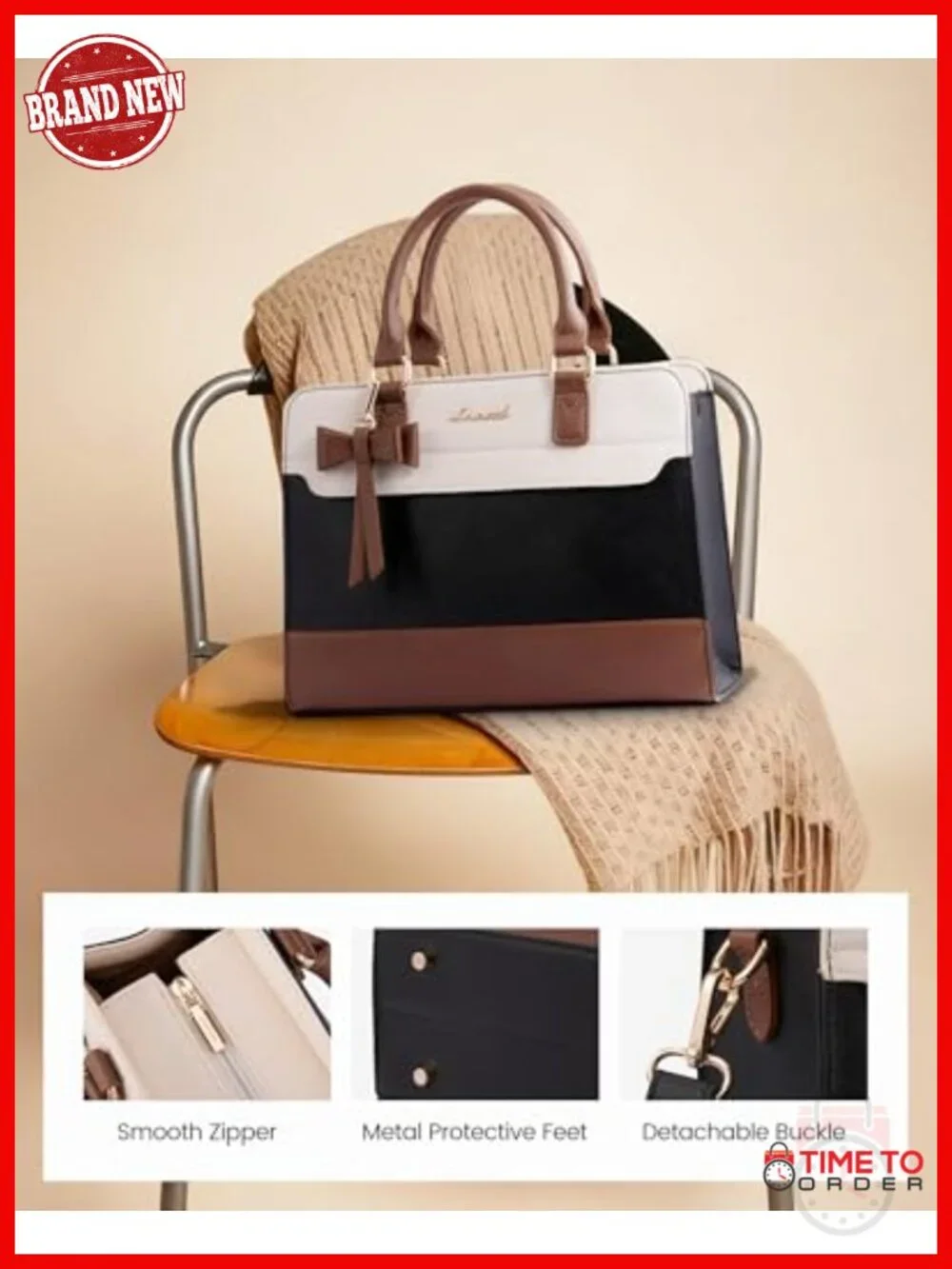 Faux Leather Tote Purse Satchel Crossbody with Zipper